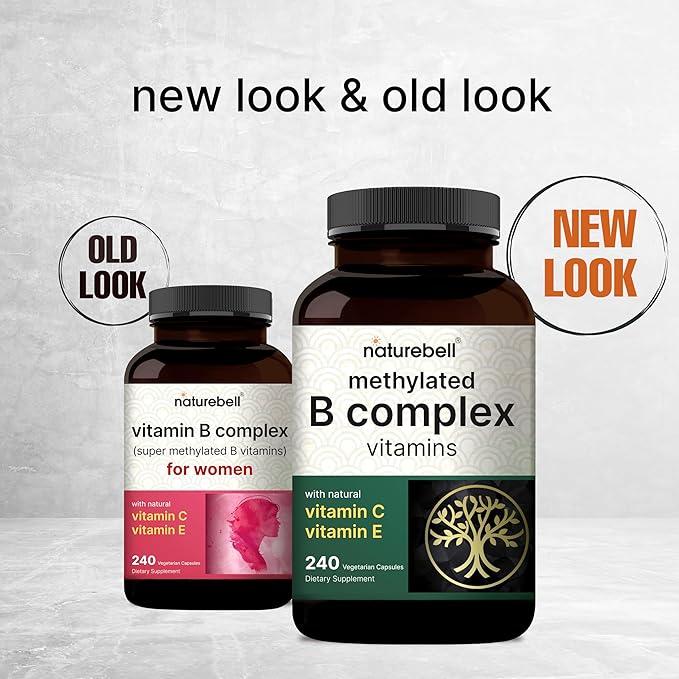 Methylated B Complex Vitamins, 240 Veggie Capsules | Multivitamin B Complex | B12, Folate, Biotin & More – with Natural Vitamin C, E, Choline & Inositol – Immune, Energy, & Prenatal Support