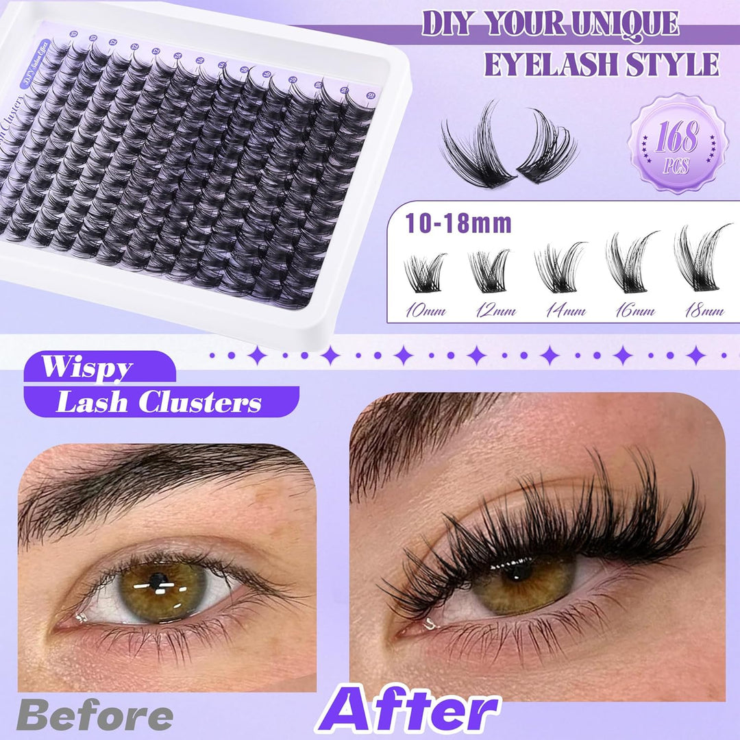 ALICE DIY Natural Lash Clusters | Wispy Anime Cat Eye | 10-16mm, 144 Pcs