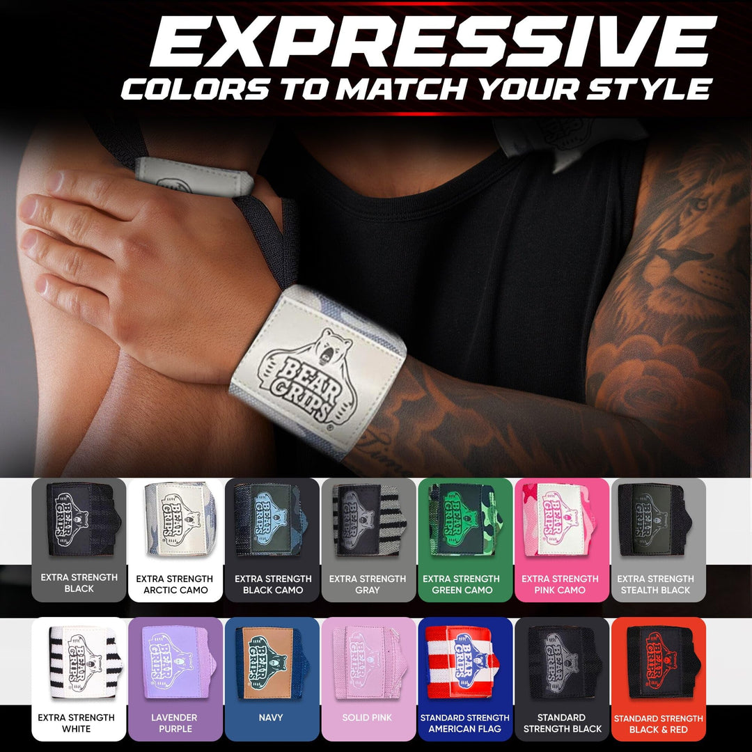 Bear Grips Wrist Wraps for Weightlifting | Weight Lifting Wrist Straps for Weightlifting | Extra Strength Gym Wrist Wraps | Two Wrist Wrap Per Pack | 12” & 18” | Lifting Wrist Wraps for Men & Women