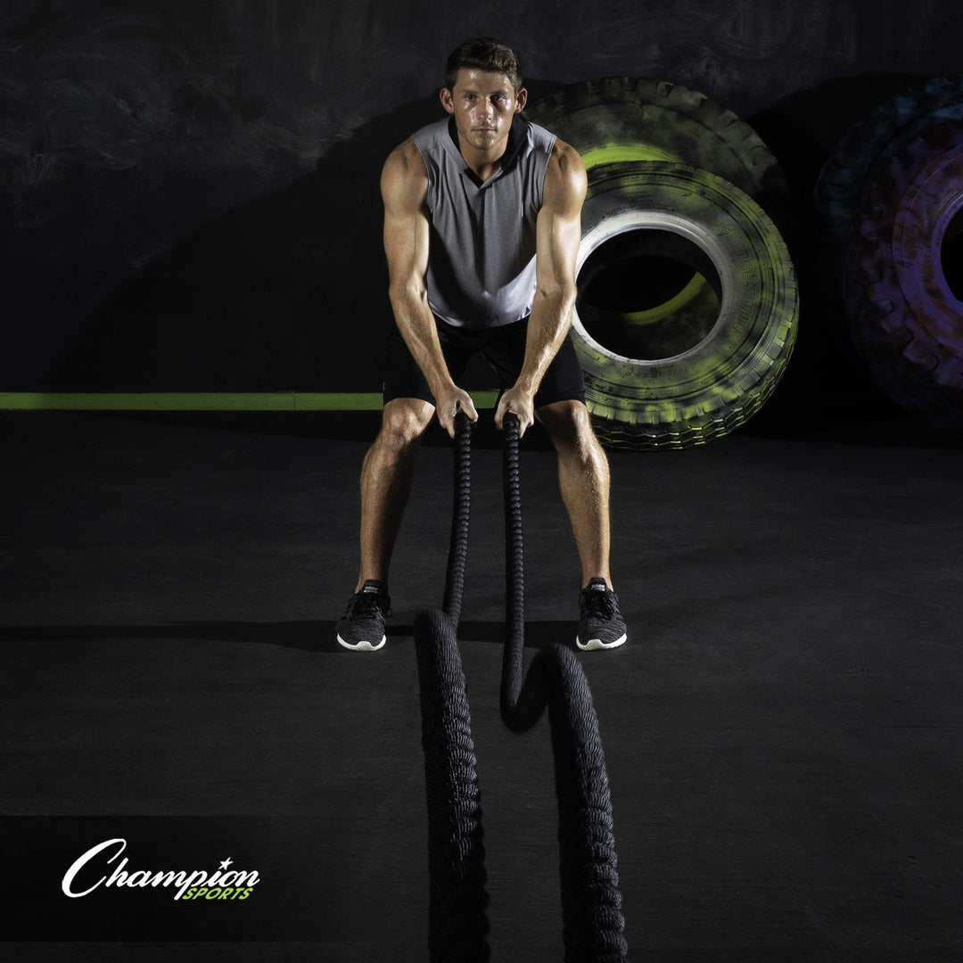 Champion Sports RPT1540 Heavy Training Rope: Rhino Poly Strength & Conditioning Heavy Gym Battle Ropes - Cardio, Cross Training, Weight Training & Crossfit - 1.5" x 40'