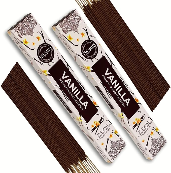Vanilla Incense Sticks - Total 40 Insence-Sticks - Dual Pack of 20 Insense - Inciensos - Inscents - Natural Non Toxic Ingredients - Incents - Incence - Inscense - Insents