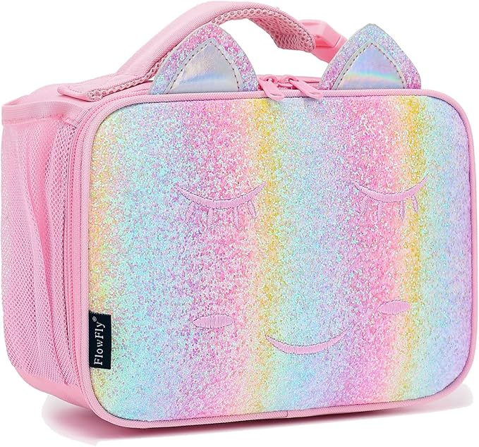 FlowFly Kids Lunch box Insulated Soft Bag Mini Cooler Back to School Thermal Meal Tote Kit for Girls, Boys, Smile