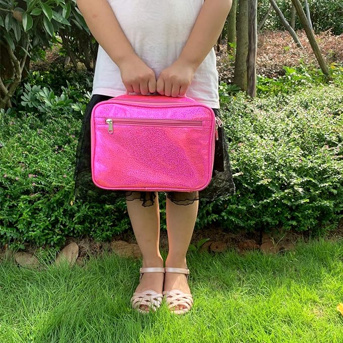 FlowFly Kids Lunch box Insulated Soft Bag Mini Cooler Back to School Thermal Meal Tote Kit for Girls, Boys,Pink