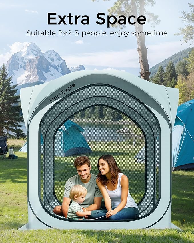 6x6FT Pop-Up Screen House Tent, Instant Portable Screen Room Canopy with Mesh Doors and Carry Bag for Patio, Backyard, Deck, Camping, and Outdoor Activities, Aqua