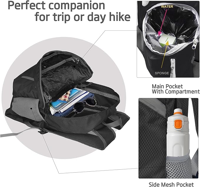 35L Foldable Waterproof Backpack For Outdoor Sports Travel Inside Wet Clothes Compartment Packable For Multiple