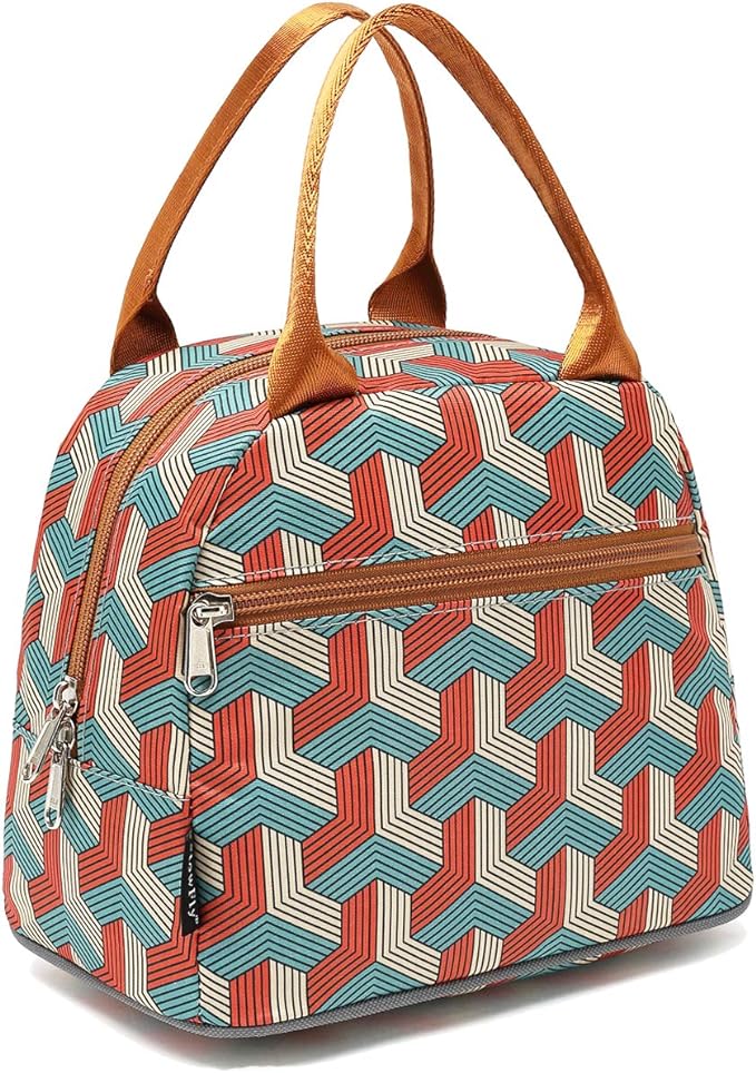 FlowFly Insulated Lunch Cooler Bag - Tote Bag Organizer for Women/Men, Red