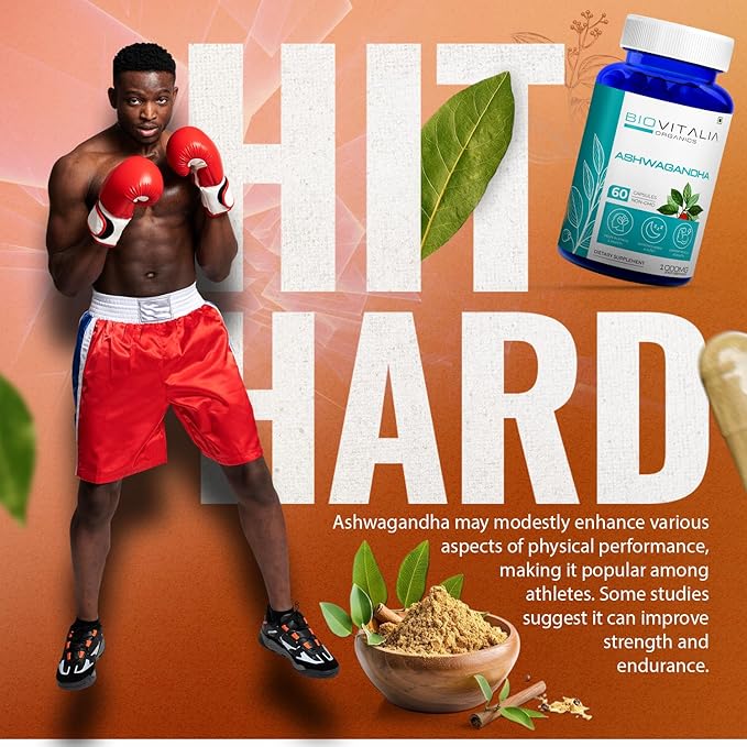 Natural Ashwagandha Capsules 1000mg Herbal Sleep Aid Supplement for Men & Women Adults, Helps Fight Stress Support Energy & Mood, Promote Mind Restfulness - 60 Vegan Capsule