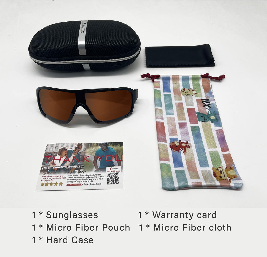 XII WY Polarized Youth Kids Sports Sunglasses Cycling Running Golf for Boys Girls Brown lens