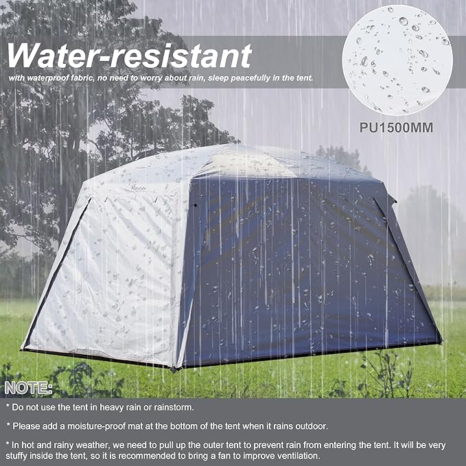 Vidalido 4-6 Person Camping Tent with 3 Door 2 Room Large Family Cabin Tents, Double Layer Waterproof Portable Glamping Tent, Big Tents for Outdoor Camping Hiking and Backpacking