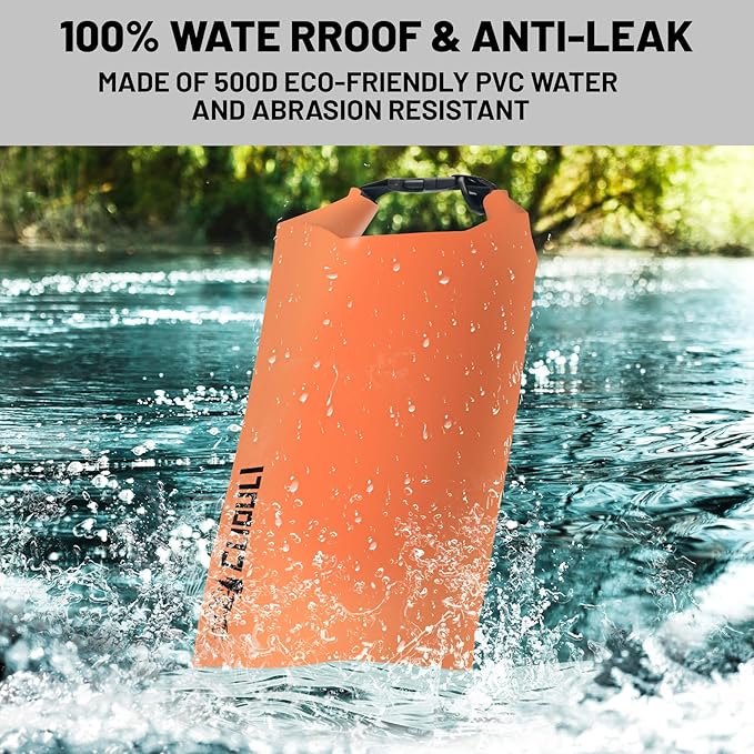 Waterproof Dry Bag,Roll Top Orange Large Waterproof Backpack 2L/5L/10L/20L/30L/40L Floating Lightweight Bags for Kayaking, Boating, Fishing, Swimming Camping with Waterproof Phone Case
