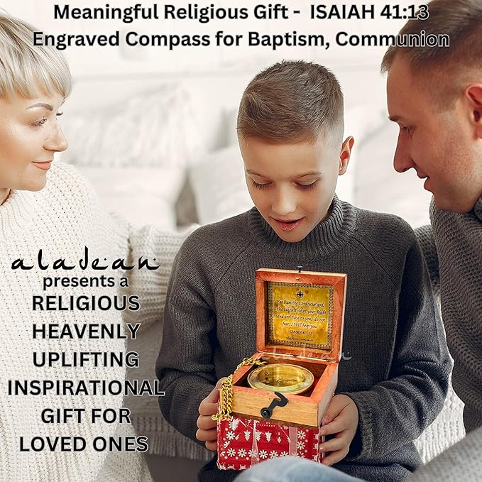 Divine Path Finder Compass - Isaiah 41:13 Quote Engraved Inspirational Gift of Heavenly Guidance Uplifting Appreciation Gifts