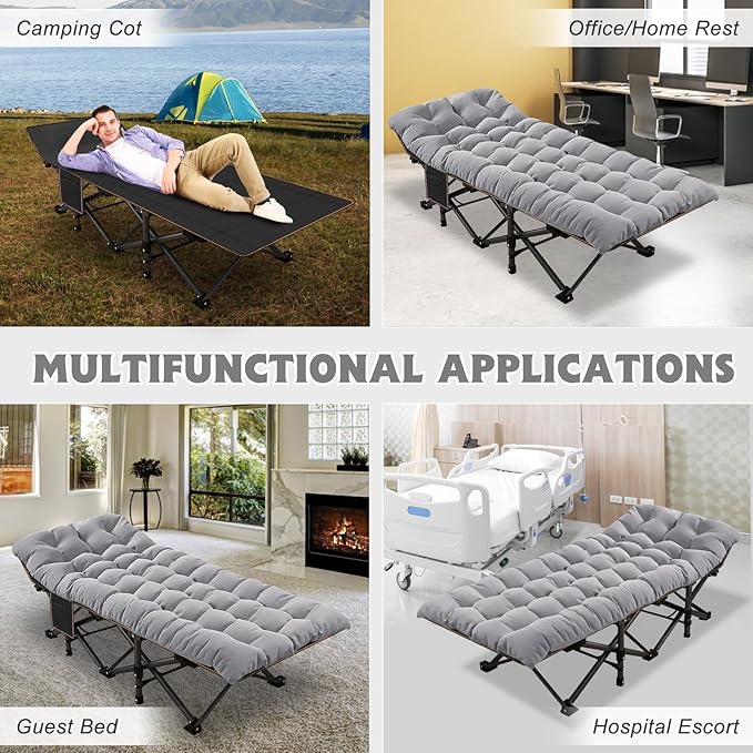 ABORON 2Pack Oversized XXL Folding Camping Cot W/Mat for Adults, 78" L x 32" W x 18" H Heavy Duty Outdoor Bed with Carry Bag,1200 D Layer Oxford Travel Camp Cots