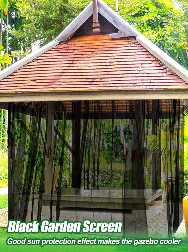 Mosquito Net for Patio - 10Ft x 40Ft for Each Garden Mesh Screen Barrier, Super Dense Patio Netting for Balcony Porch Protecting Your Skin Plants Vegetables DIY (Black)