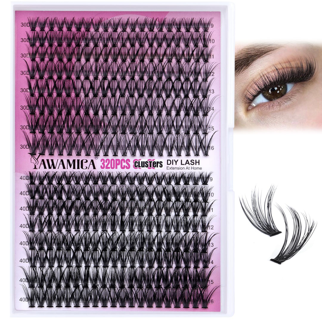Lash Clusters Eyelash Extensions 320Pcs Individual Lashes 9-16Mm Mix 30D 40D Eyelash Clusters D Curl Diy Lash Extension At Home