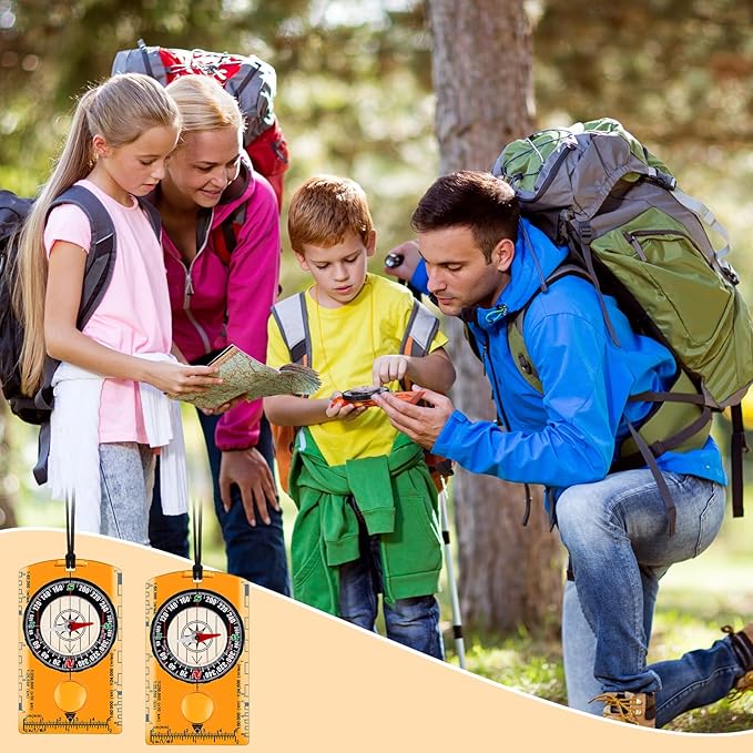 Geiserailie 20 Pcs Orienteering Compass Navigation Backpacking Compass Hiking Compass Map Reading Survival Compass Scout Compass for Kids Bulk for Navigation, Survival Outdoor Exploring, Orange