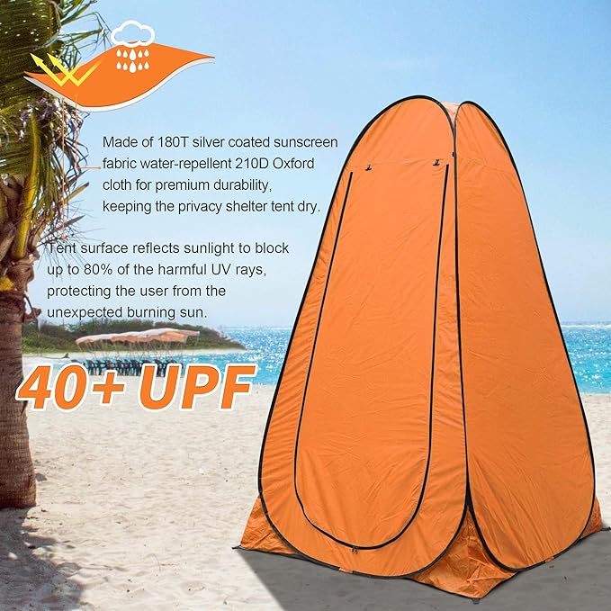 Anngrowy Pop Up Privacy Shower Tent - Portable Outdoor Camping Bathroom Toilet Changing Dressing Room - UPF40+ Waterproof