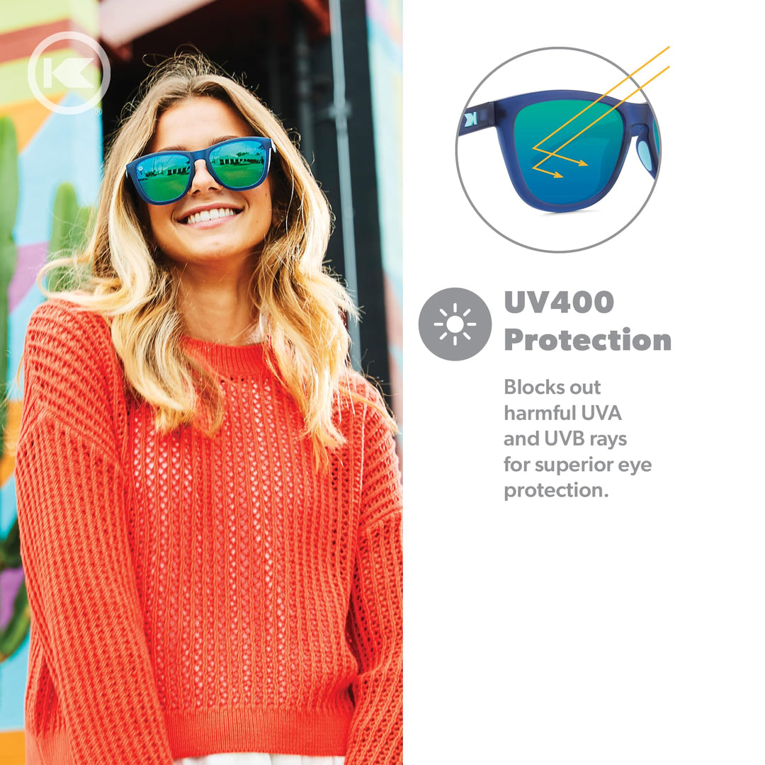 Knockaround Premiums Sport - Polarized Running Sunglasses for Women & Men - Impact Resistant Lenses & Full UV400 Protection, Rubberized Navy/Mint