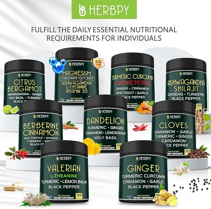 5in1 Valerian Root Capsules Plus L-Theanine, Lemon Balm, Turmeric and Black Pepper for Relaxation, Restful Night, Digestion & Immune Support - 100 Count