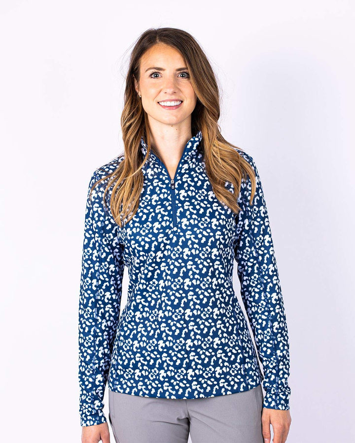 Cutter & Buck Women's Half Zip Shirt, Indigo, M
