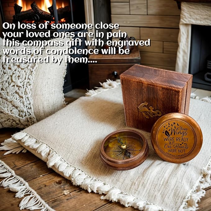Bereavement Memorial Gift for Condolence | Sympathy Gift in Loving Memory of - Loss of Mother Father Son Daughter Loved One Grief - Remembrance Keepsake Gift Engraved Compass