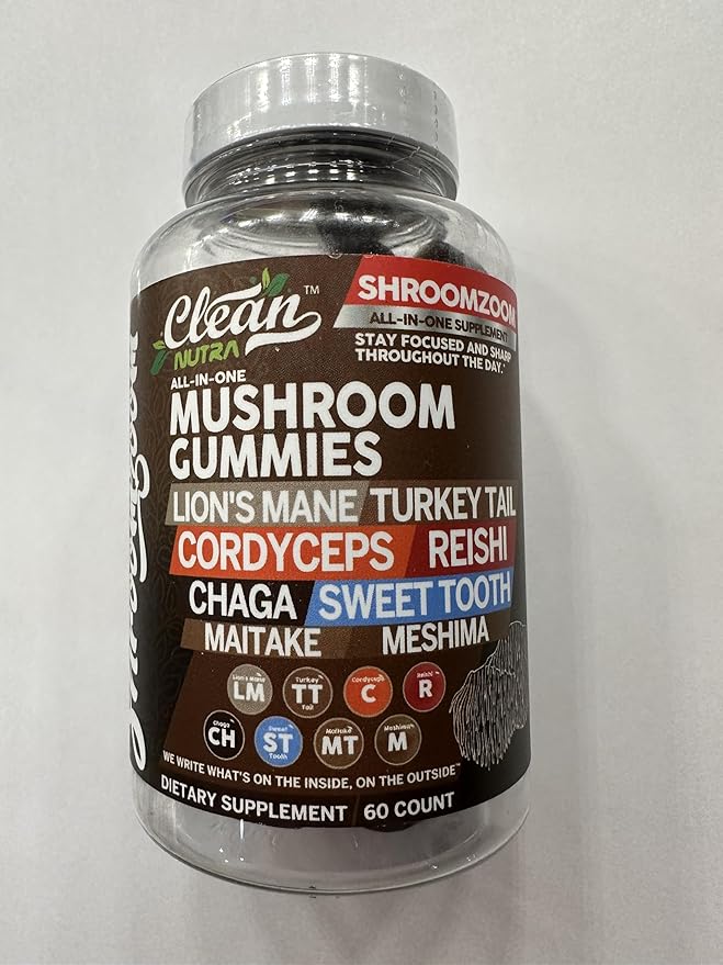 15in1 Mushroom Gummies with Lion's Mane Turkey Tail Cordyceps Reishi Chaga Sweet Toot Maitake Meshima Poria Cocos Shiitake Tremella, Oyster Agaricus Mushrooms for Men and Women Supplement - 2Pack
