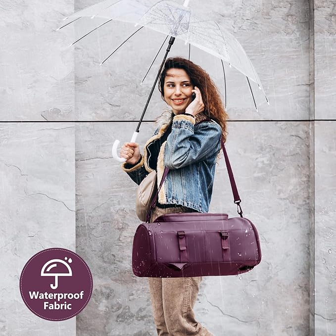 Gym Bag with Shoes Compartment - Duffle Bag for Men and Women, Travel Backpack Weekender Overnight Bag, Sports Bag with Wet Pocket Purple - MIYCOO