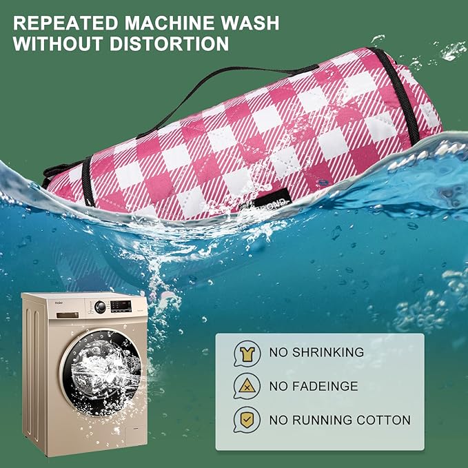 Picnic Blankets Outdoor Blanket, 80''x80'' Extra Large Beach Blanket Waterproof Sandproof Foldable & Machine Washable, Vintage Gingham Grass Lawn Park Blankets for Family Camping Party Music Festival