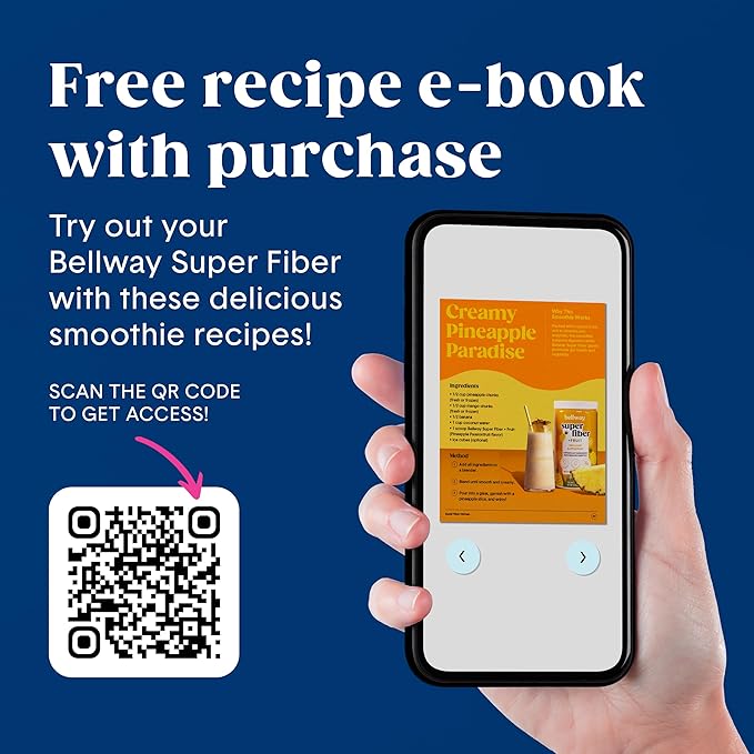 Bellway Super Fiber Powder + Fruit, Sugar Free Organic Psyllium Husk Powder Fiber Supplement for Regularity, Bloating Relief & Gut Health, Non-GMO, Plant-Based, Mixed Berry (50 Servings)