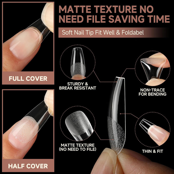 504Pcs Matte Soft Gel Toe Nail Tips | Full Cover for DIY Nail Extensions