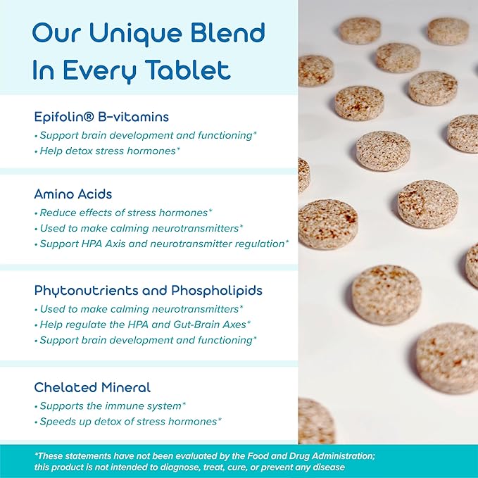 CalmOne Dietary Supplement for Adults & Children - Natural Calm to Balance The Gut, Brain & Nervous System - Fast Support for Anxiousness, Overwhelm, Sleep & Relaxation - 60 Chewable Tablets