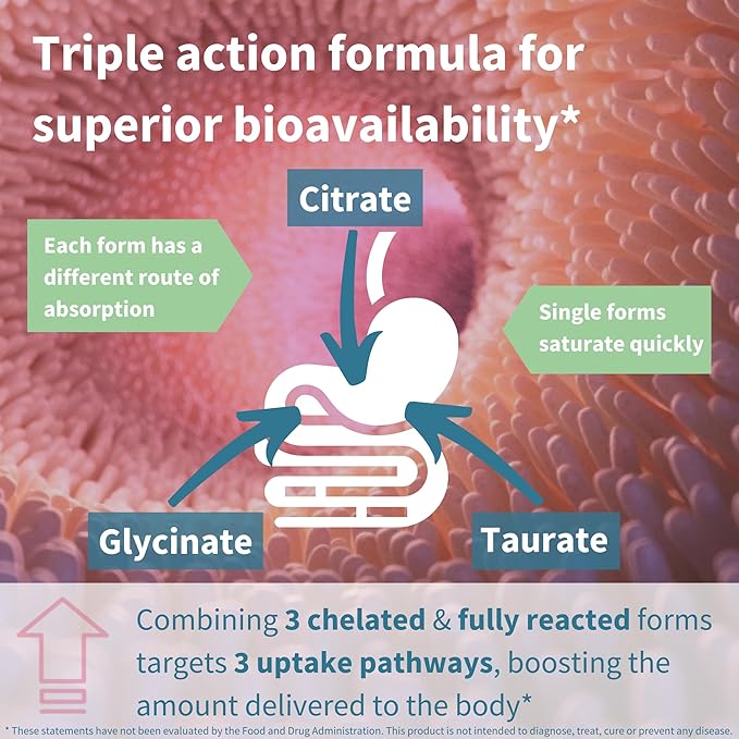 Igennus Advanced Triple Magnesium Complex, Fully Reacted & Chelated Glycinate, Taurate & Citrate, Clean Label, High Bioavailability & Absorption, 180 Tablets, Vegan, Non-Buffered