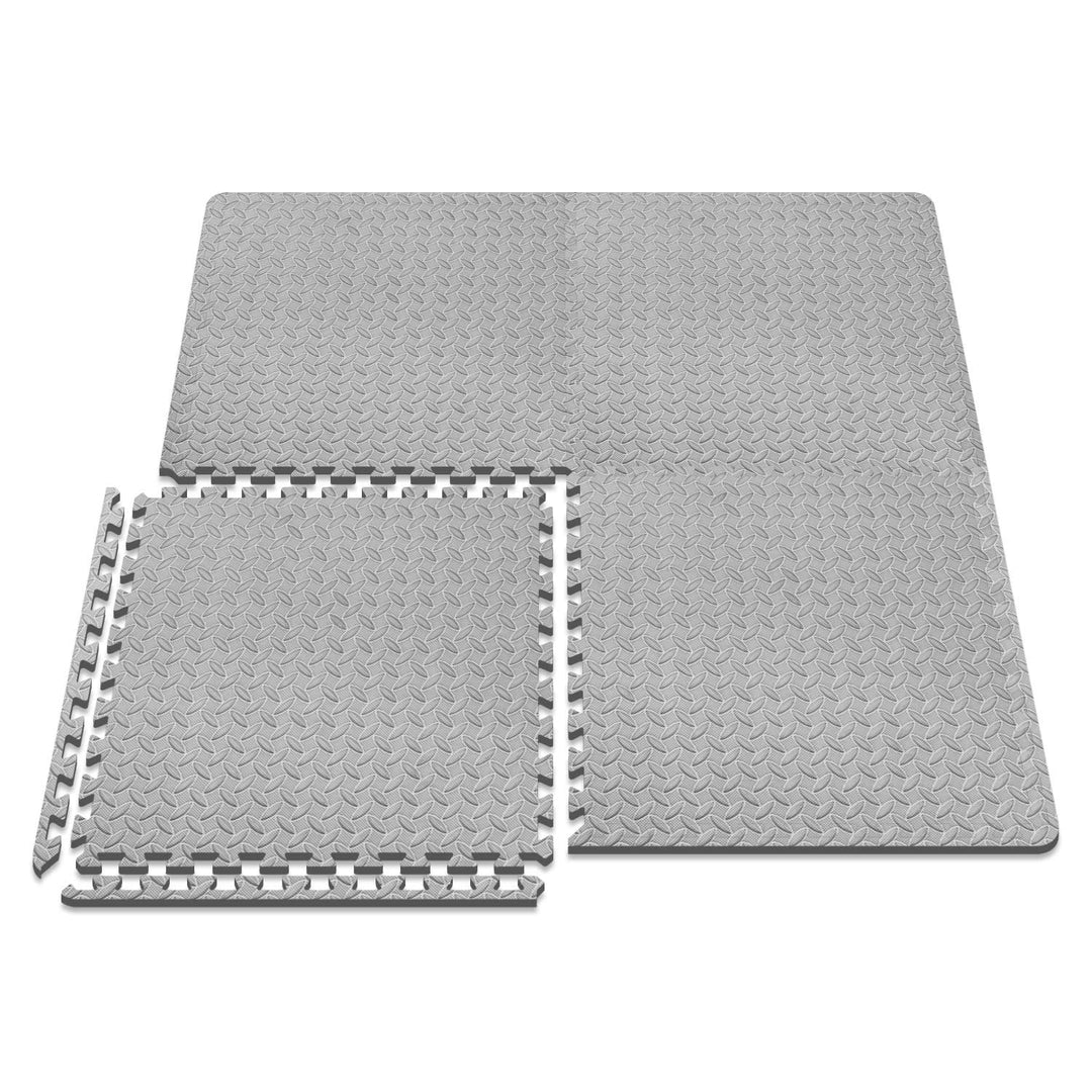 BEAUTYOVO Puzzle Exercise Mat with 12 Tiles Interlocking Foam Gym Mats, 24'' x 24'' EVA Foam Floor Tiles, Protective Flooring Mats Interlocking for Gym Equipment, Gray