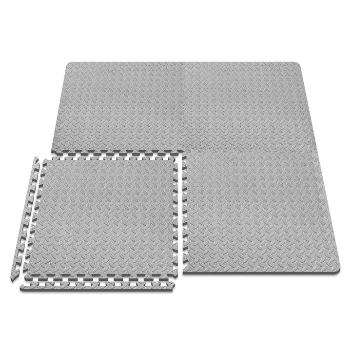 BEAUTYOVO Puzzle Exercise Mat with 12 Tiles Interlocking Foam Gym Mats, 24'' x 24'' EVA Foam Floor Tiles, Protective Flooring Mats Interlocking for Gym Equipment, Gray