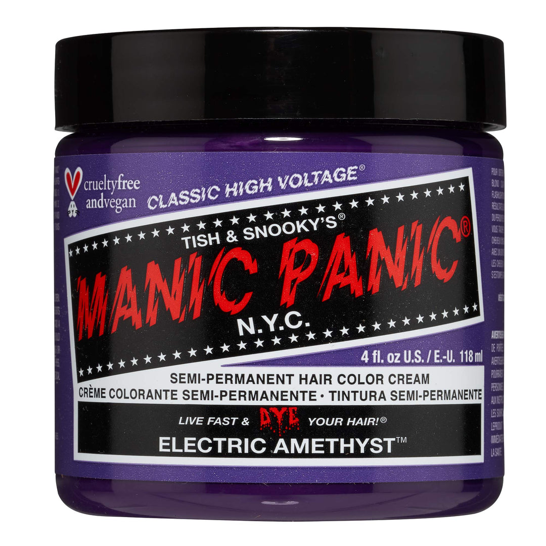 MANIC PANIC Classic Electric Amethyst Semi Permanent Hair Color - Bright Purple Hair Dye for Women & Men That Lasts 4-6 Weeks - Vegan, Ammonia & Cruelty-Free - Create & Mix Custom Shades (4oz)