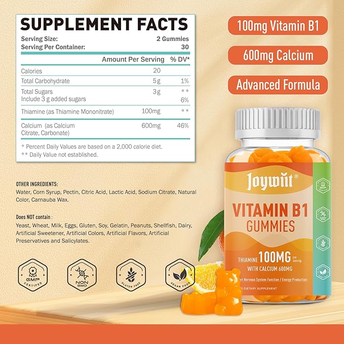 Vitamin B1 100mg and 500mg Gummies