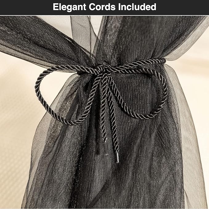 Black Mosquito Net for Single to King-Sized Beds – 4 Side Openings & 6 Hanging Loops – Decorative Rectangular Shape for Home & Travel – Bed Canopy Hanging Kit & Carrying Bag Included