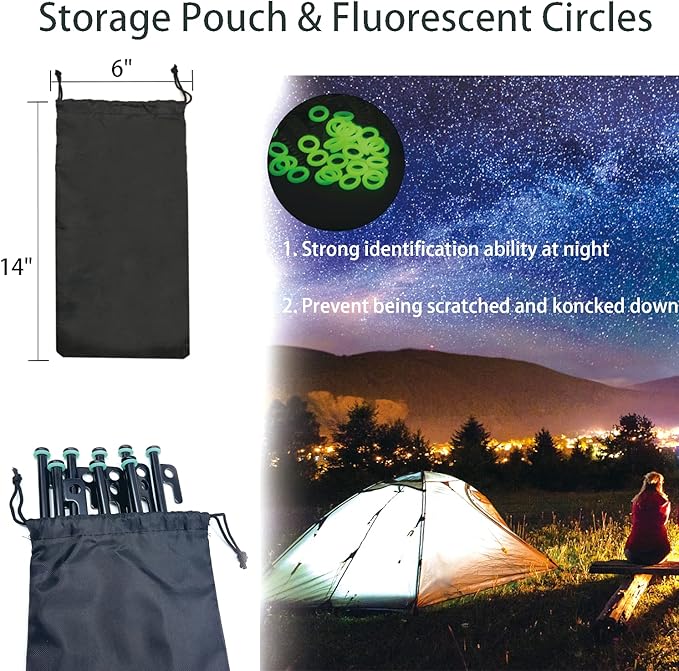 Tent Stakes, 8Pcs 10in Heavy Duty Forged Steel Tent Stakes +Storage Pouch, Metal Tent Stakes, Metal Stakes for Tent Used on Rocks, Grassland, Dessert, Stormy Weather（8Pcs 10in Tent Stakes）