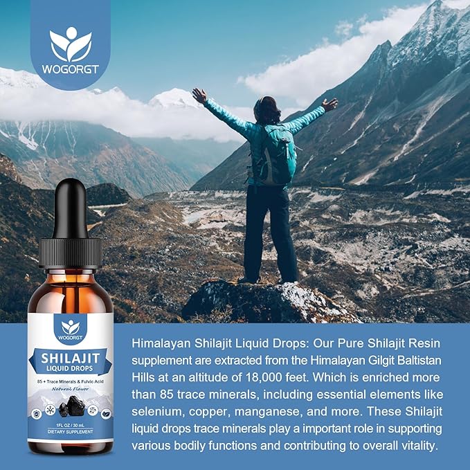 Pure Himalayan Shilajit Liquid Supplement - Energy & Immune Support, Contain 85+ Trace Minerals & Fulvic Acid, Pure Shilajit Resin Liquid Drop for Men & Women, Natural Flavor, 1 Fl Oz (2 Pack)