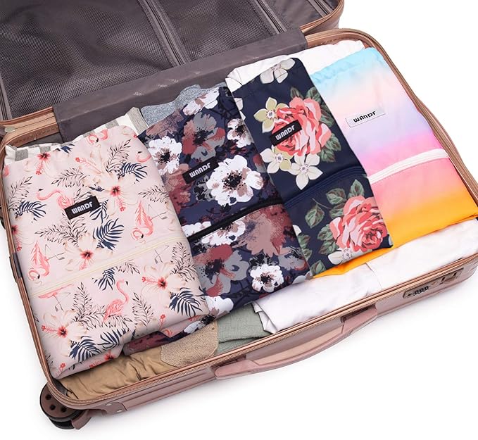 WANDF Drawstring Backpack String Bag Sackpack Cinch Water Resistant Nylon for Gym Shopping Sport Yoga (Blue Flower)