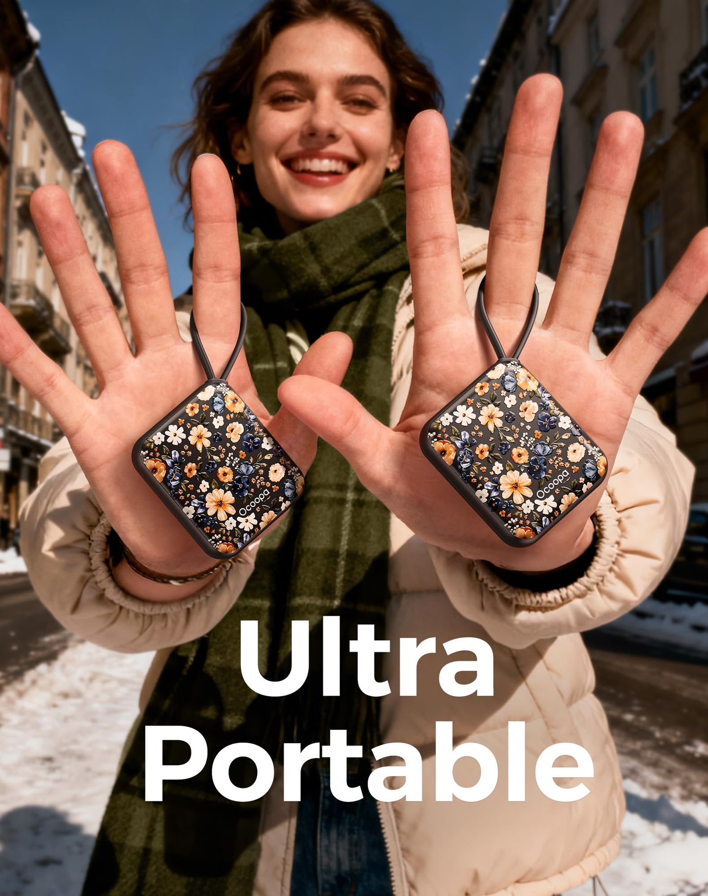 OCOOPA Hand Warmers Rechargeable 2 Pack, 7Hrs*2 Long Heat, 0.6" Ultra Slim Fits Pocket Gloves, 3 Heat Levels, UL Certified Electric Handwarmer, Gifts for Christmas,Winter Essential,UT5 Nano