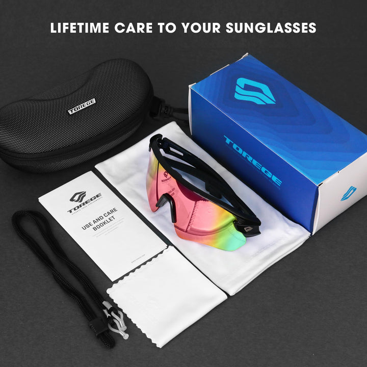 Sunglasses for Men Women Bike Cycling Fishing Running Driving Mountaineering Sports Sunglasses UV Protecting Non-Polarized Z87 TR02EV (Black Black&Golden REVO)