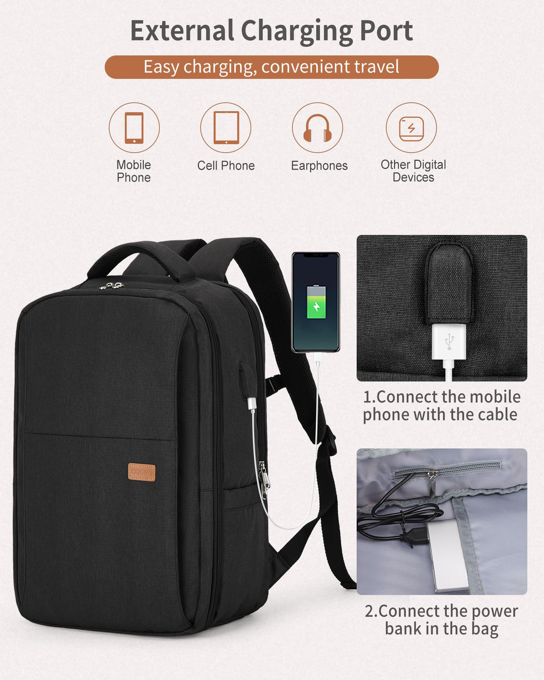 Black Laptop Travel Backpack For Women Men Airline Approved Carry On Bags For Airplanes Underseat Luggage Backpack For Traveling On Airplane Personal Item Travel Bag For Airlines Travel Essentials