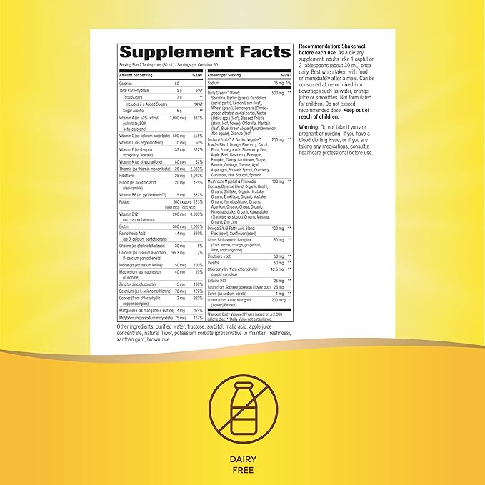 Nature's Way Alive! Max Potency Complete Liquid Multivitamin for Women and Men, Antioxidants Beta Carotene, Vitamins C & E, and Food-Based Blends, Citrus Flavored, 30.4 Fl Oz