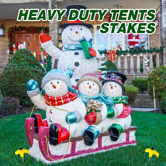 Hicarer 12 Inch Tent Stakes Screw in Camping Stakes Heavy Duty Metal Stake Ground Anchor Peg Threaded Tent Spikes with Hex Head Driver for Camping Garden Inflatable