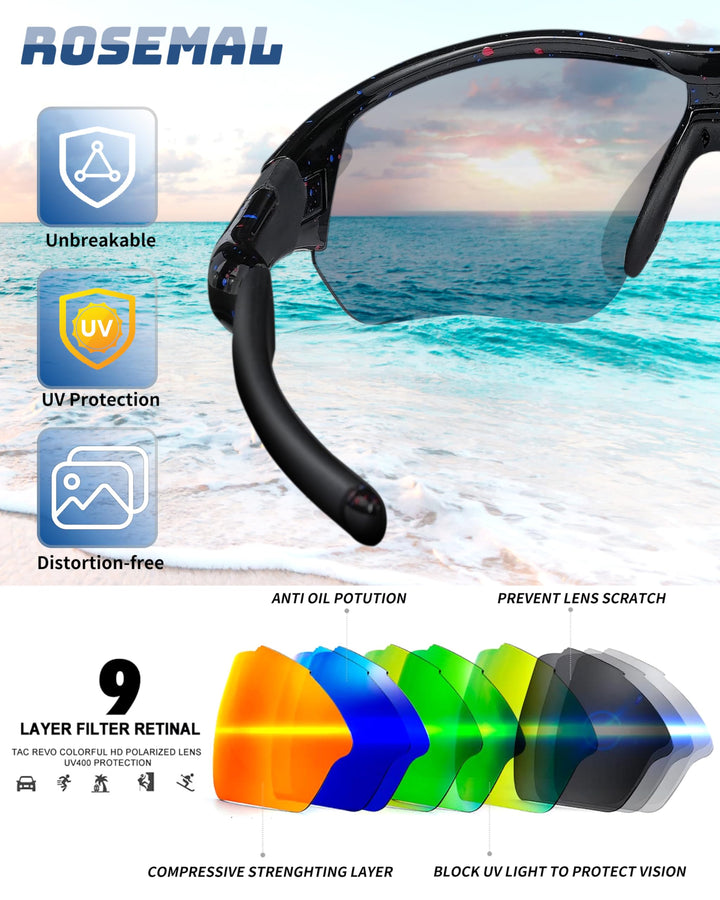 Polarized Sports Sunglasses for Men Women Youth Baseball Running Fishing Tennis Golf Cycling Driving Motor TAC UV400 TR90