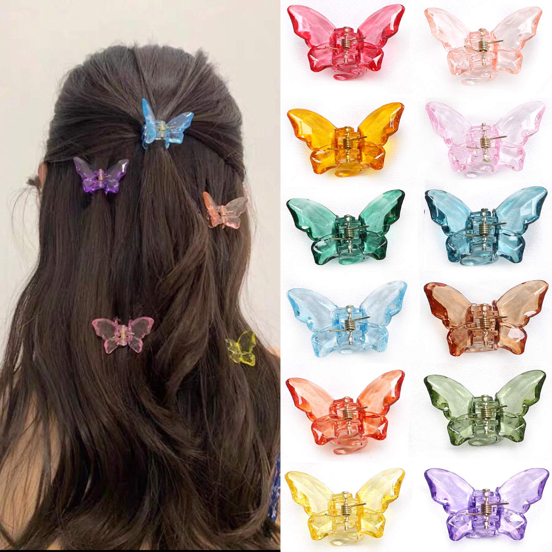 Naisier Hair Claw Clips Jaw Clips 1.8 Inch 24 Pieces Girls Clear Butterfly Hair Clips, Beautiful Butterfly Hair Clips Hair Acces