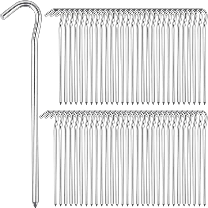 RIY 7" Camping Tent Stakes Aluminum Lightweight Camping Canopy Stakes Pegs