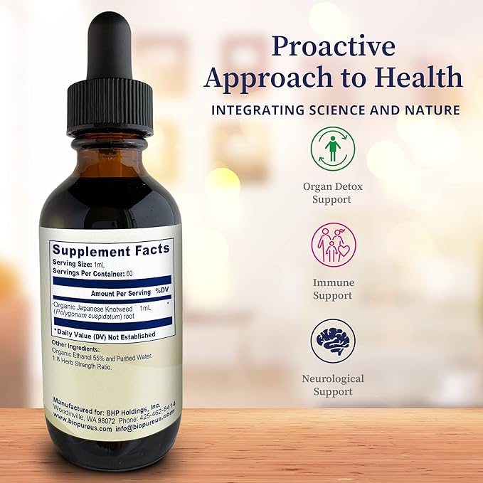 BioPure Japanese Knotweed Herbal Tincture – Potent Botanical Extract Rich in Polyphenols Including Resveratrol to Support Liver & Immune Function, Cellular Health, and Microbiome Balance – 2 fl oz