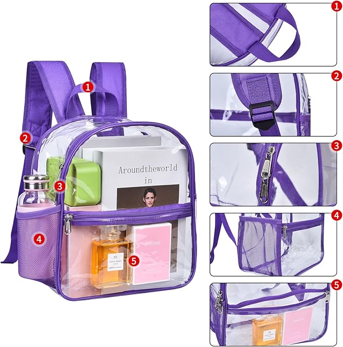 USPECLARE Clear Backpack for Stadium Approved 12×6×12, Water proof Clear Bag for Stadium Events and Concert Work Sport Event