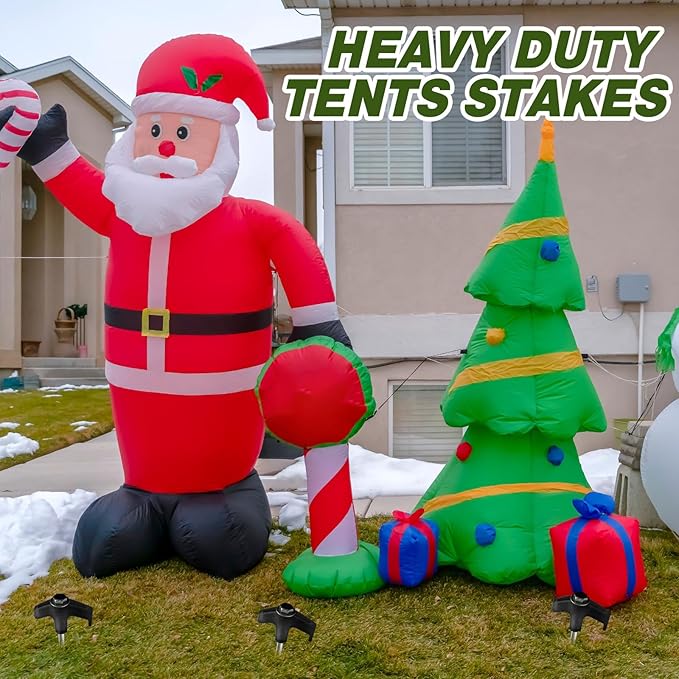 Hicarer 20 Pcs 8'' Screw in Tent Stakes Heavy Duty Ground Anchors Screw in Tent Pegs Ground Stakes Tent Spikes Metal Tent Spikes with Hex Head Driver for Camping Garden Canopies (Black)